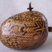 Medium natural apple gourd box all over wood burn zentangle design. 1581.