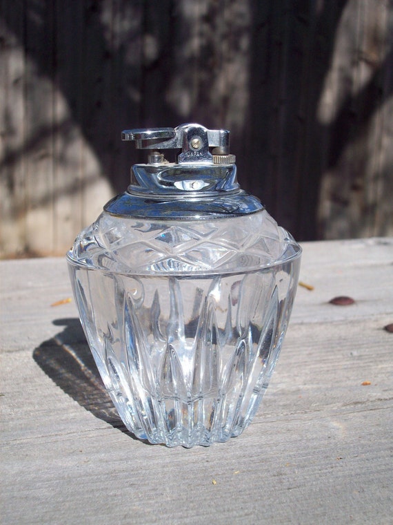 Antique Crystal Cut Table Top Lighter