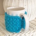 Coffee mug cozy - handmade by Sandy Coastal Designs - turquoise - ready to ship