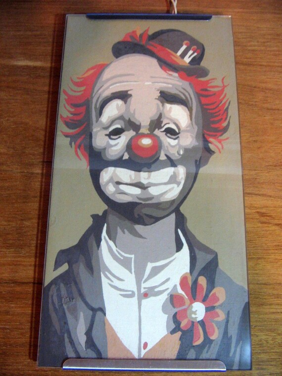 Vintage 1950's HOBO CLOWN PAINTINGS Set of 2