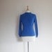 spring sale - SALE 1960's Blue Curacao Vintage Ski Sweater // Vintage Ski Sweater // Vintage Viking Blue, Yellow, White Vintage Sweater - S