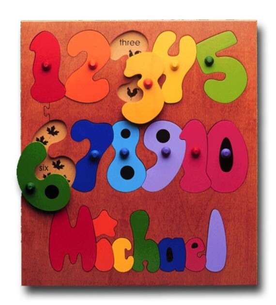 Personalized Wooden Name Puzzle with Counting Ten by KidPuzzles