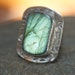 Huge Chunky Green Labradorite Cocktail Ring Size 9 - Sterling Silver - Lightning Storm