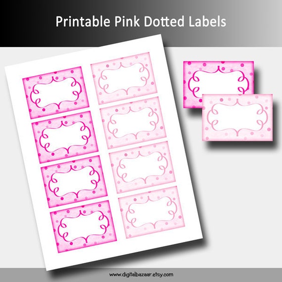 Items similar to Printable Girly Pink Dotted Labels - Scrapbooking ...