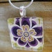 Purple Mod Garden Pendant. 1 inch Glass Tile Pendant on a Snake Chain