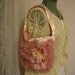 SALE Pink Eyelash Handbag, eyelash yarn purse, satin fabric, SMALL