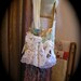 Doily Fabric Bag, handmade, vintage crocheted doilies, long crossover strap