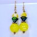 Dangled Yellow and Green Lampwork Earrings