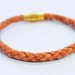 Light Brown braided leather cord with Gold magnetic buckle bracelet