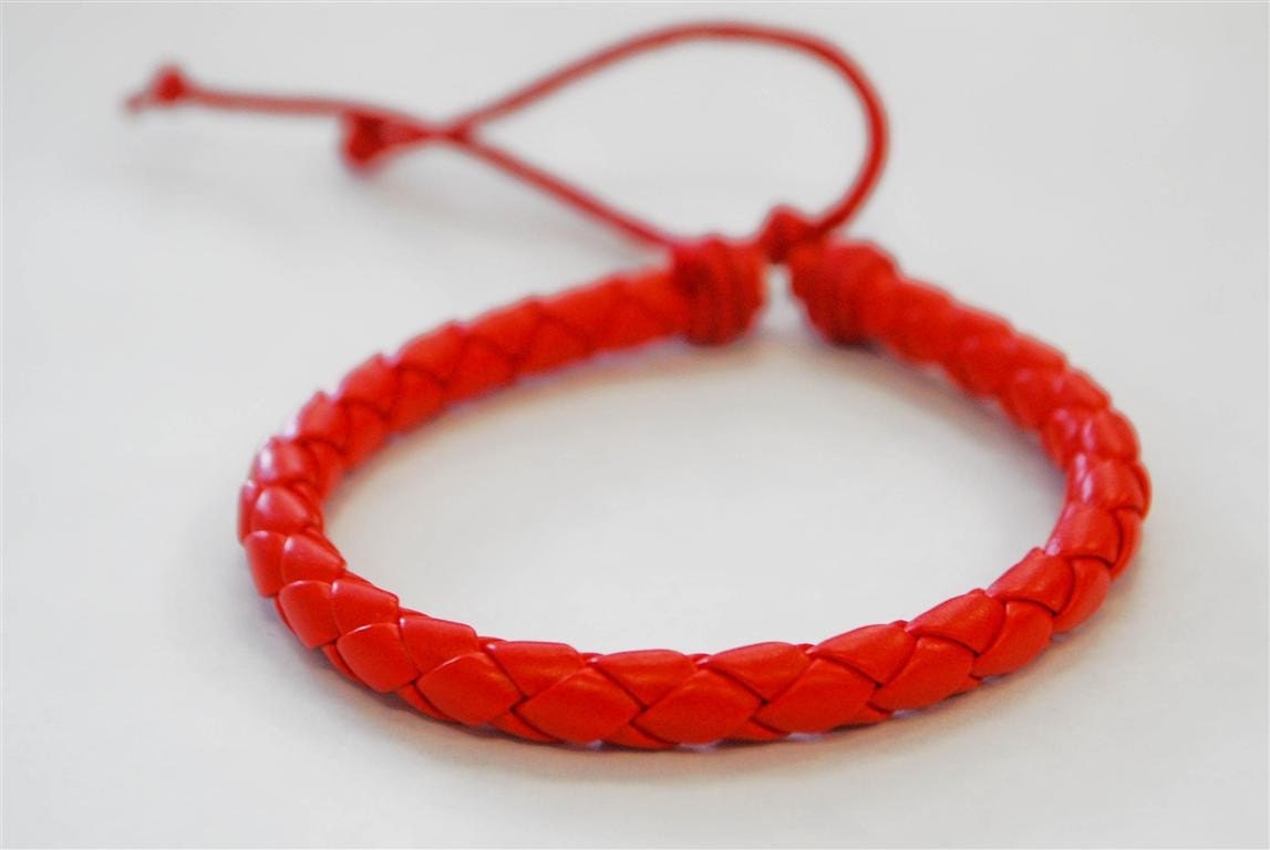 Red braided leather cord Bracelet