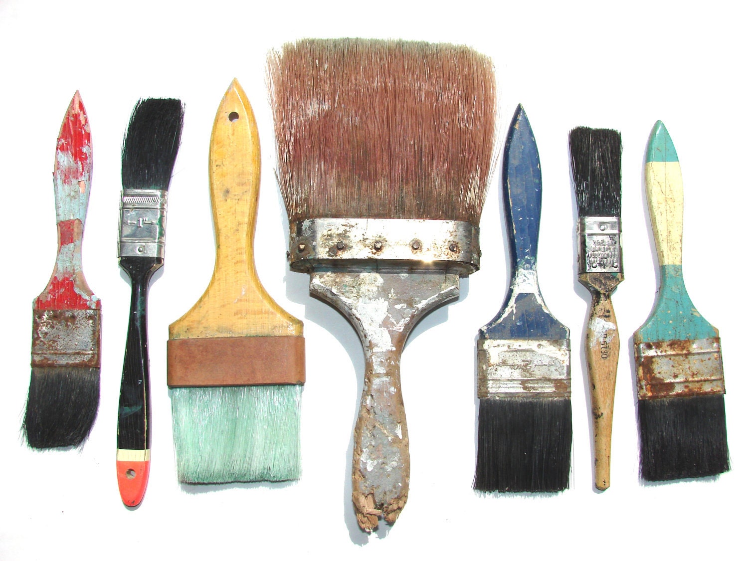 Vintage Paint Brushes Rustic Paint Brushes Collection of 7