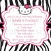 Hello Kitty Invitation Zebra Invite DIGITAL 5x7 jpeg File