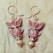 Hand carved Coi drop earrings with a freshwater pearl 14Kt gold filled swirl earwires - swimming koi fish