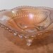 Vintage Beautiful footed Carnival glass Candy Dish Bowl Golden Amber Detailed and Romantic