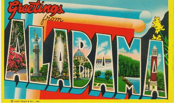 Vintage Large Letter Postcard Alabama Greetings