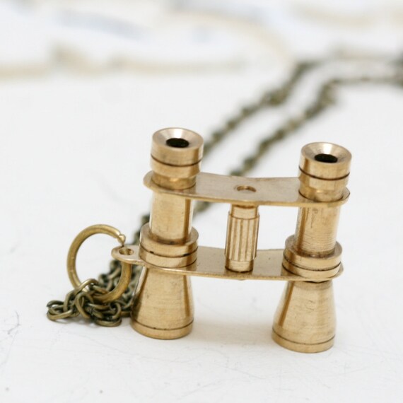 Brass Binocular Charm Necklace by on Etsy