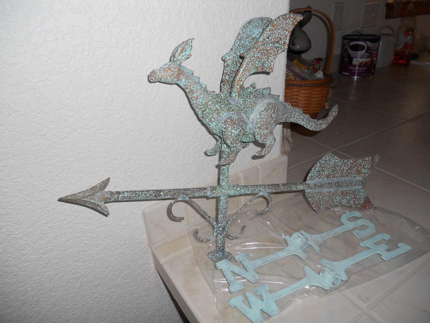 Medieval Gothic Copper Dragon Weathervane & Directionals New