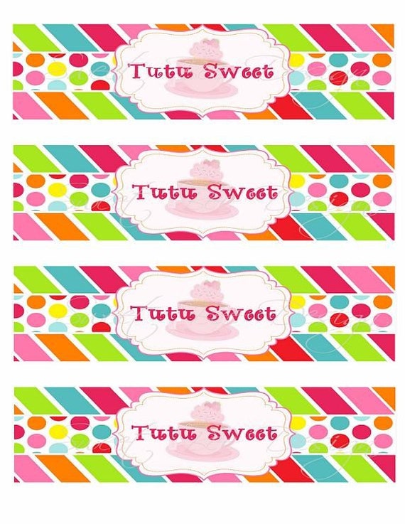 Tutu Sweet Tea Party Water Labels by SweetBeeDesignShoppe on Etsy