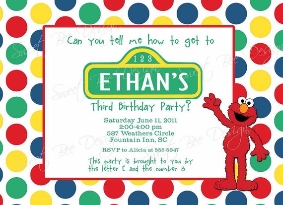 Customized Sesame Street Invitations 1