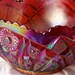 Vintage Carnival Glass Salad Bowl Fruit Bowl Iridescent Carnival Glass Vibrant Red Bowl