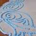 Vintage Linen Doily Hand Embroidered Grey and Baby Blue Row of Stitches Vintage 1940s