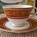 Vintage Teacup and Saucer Royal Doulton Buckingham Red Pattern Footed Teacup English Bone China