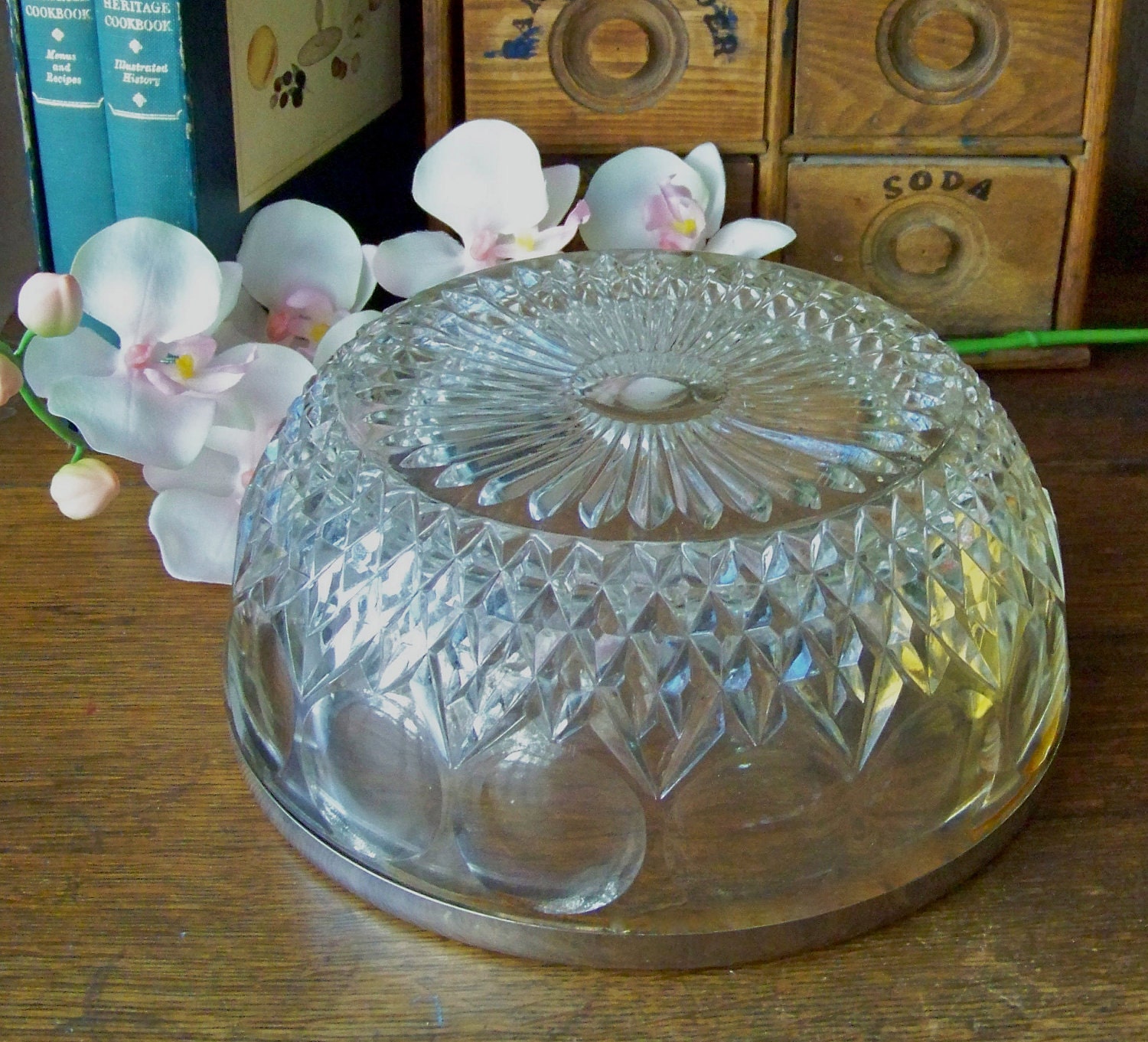 Vintage Leaded Crystal Cut Glass Fruit Bowl Salad Bowl Glass