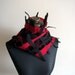 Handfelted Black and Red Merino Wool Lattice Scarf 'Orient'