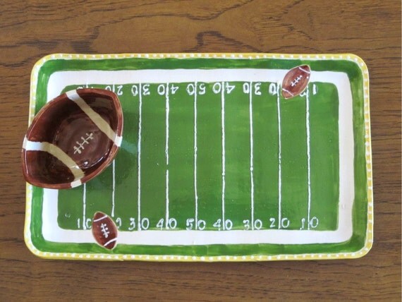 2 Pcs Football Serving Trays Plastic Game Day Football Theme Candy