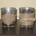 Pair of Mercury Glass and Burlap Votives