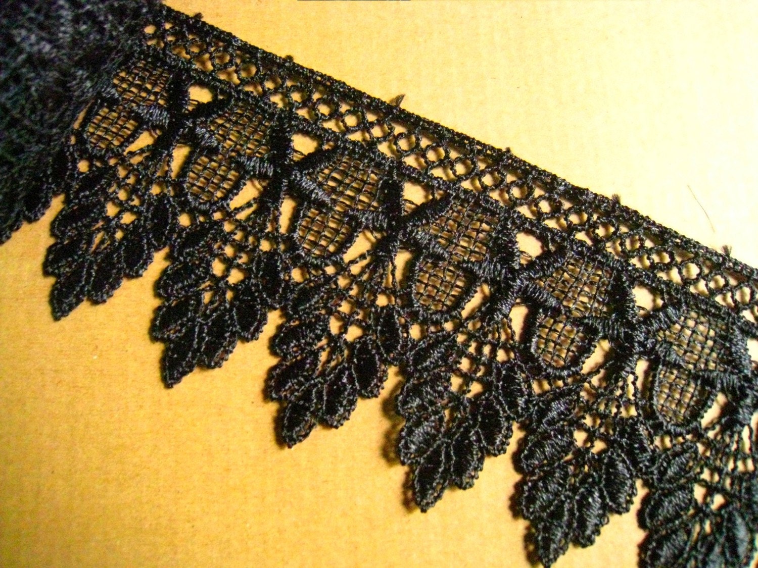 Black Lace Trim 1.5 Yards Black Classical Lace Applique Trim