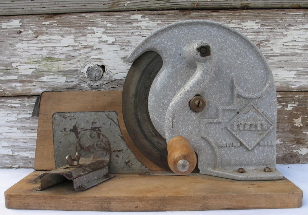 Vintage Meat Slicer Grey Enamelware Bonzer British Made