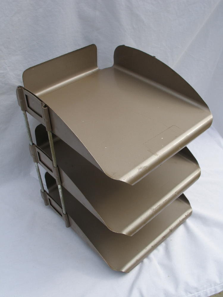 Vintage Stacking File Trays 3 Tier Mad Men Style by IfindUbuy