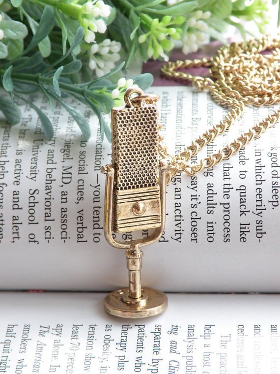 Items similar to Pretty retro gold color mike microphone sound