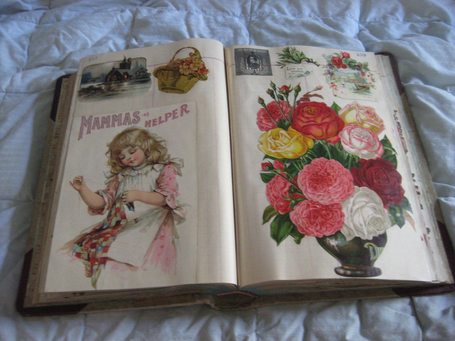 SALE 1899 Antique Victorian Scrapbook Album Die Cuts Trade