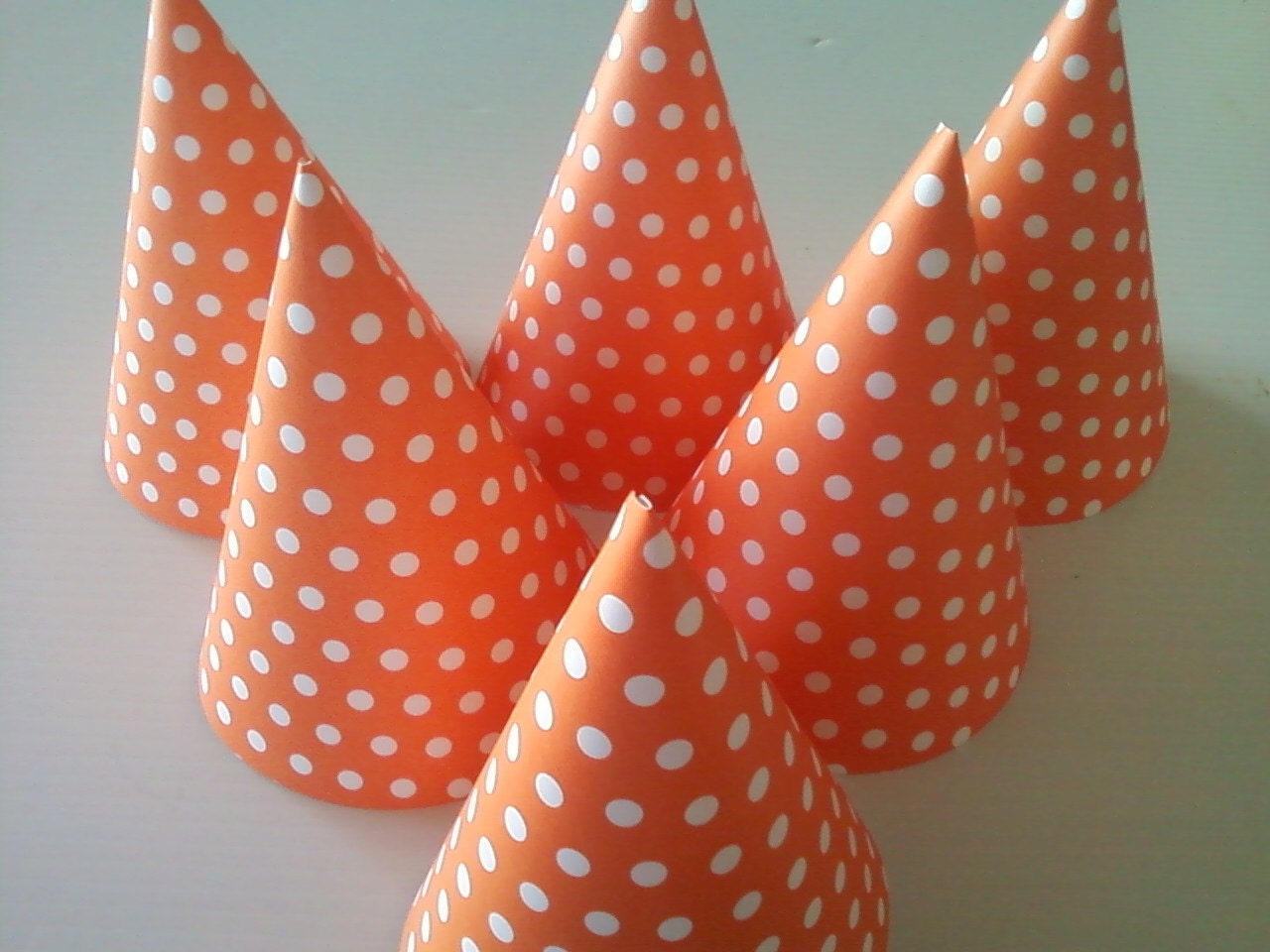  ORANGE Polka Dot Party Hat Set of 5 Perfect for Carnival