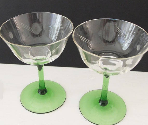 Vintage Etched Champagne Saucers 5