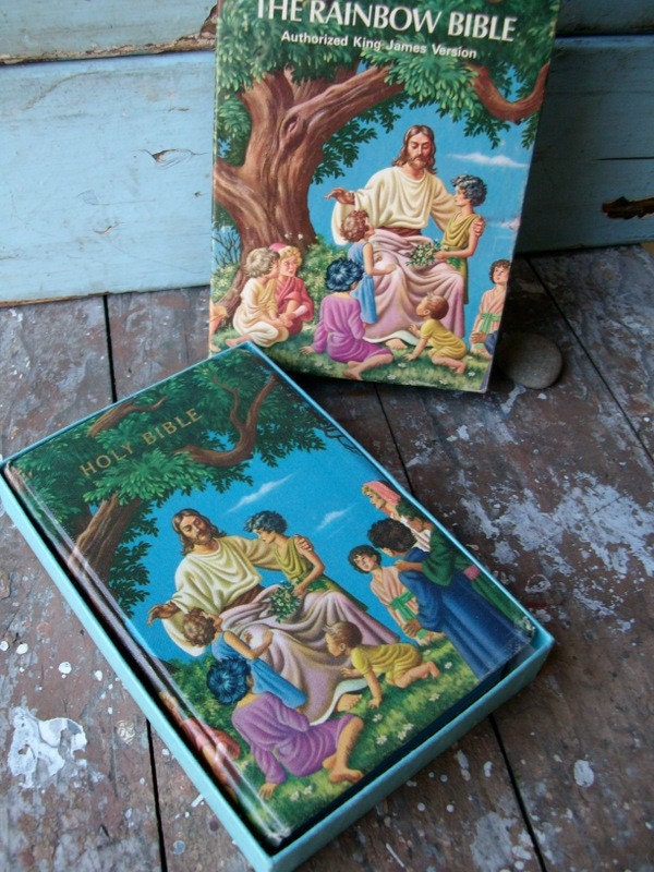 Vintage Children's Rainbow Bible with original box