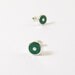 Sterling Silver Earrings, Green Discs, Ear Studs, Modern, Contemporary, Minimal