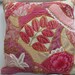 Embroidered Crazy quilt pink pillow cover. Handmade , one of a kind 18x18 pillow