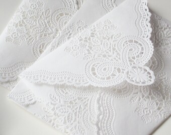 SALE - Vintage Lace Envelopes - Vintage Paper Doily Envelopes - set of 5 (seen in Weddingbells Magazine)