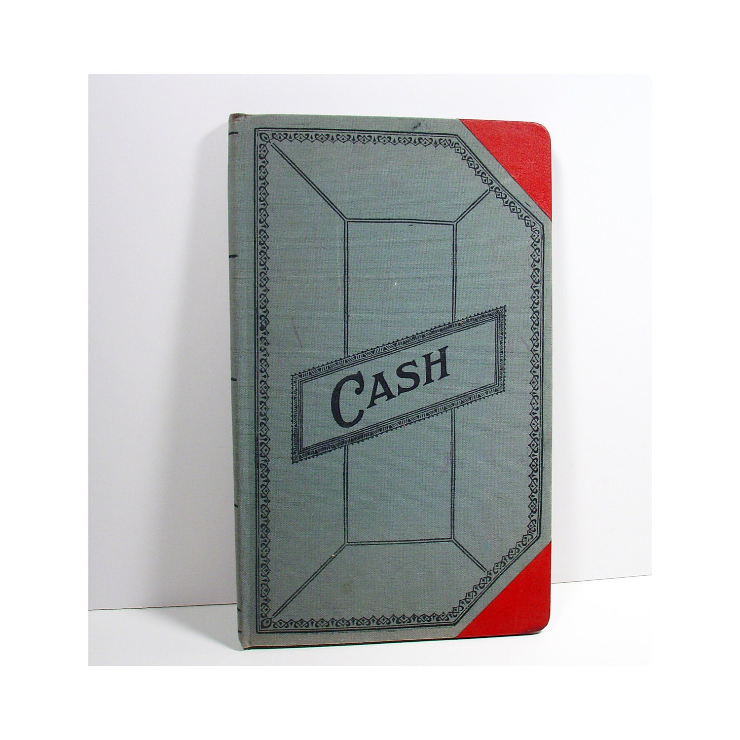 Vintage 1950s Green and Red Cash Ledger Book by HappyBlueMoon