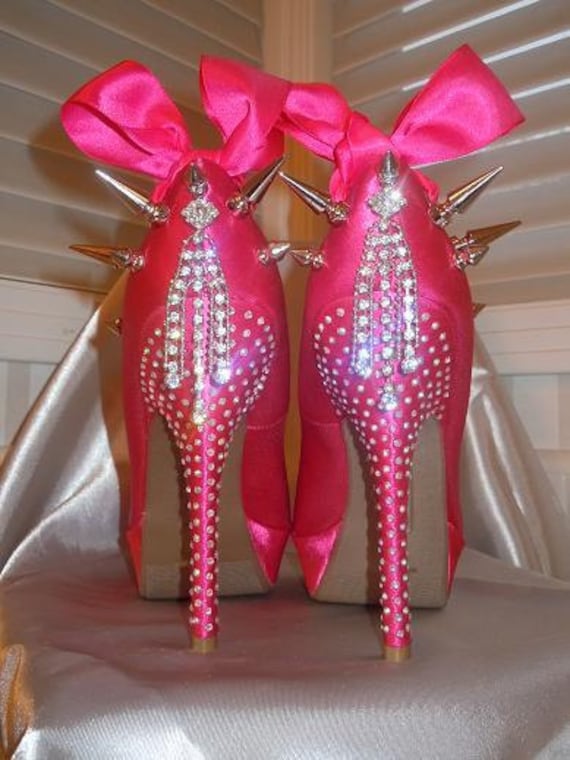 High Heel Platform Spiked Women Shoes Hot Pink size by Spikesbyg