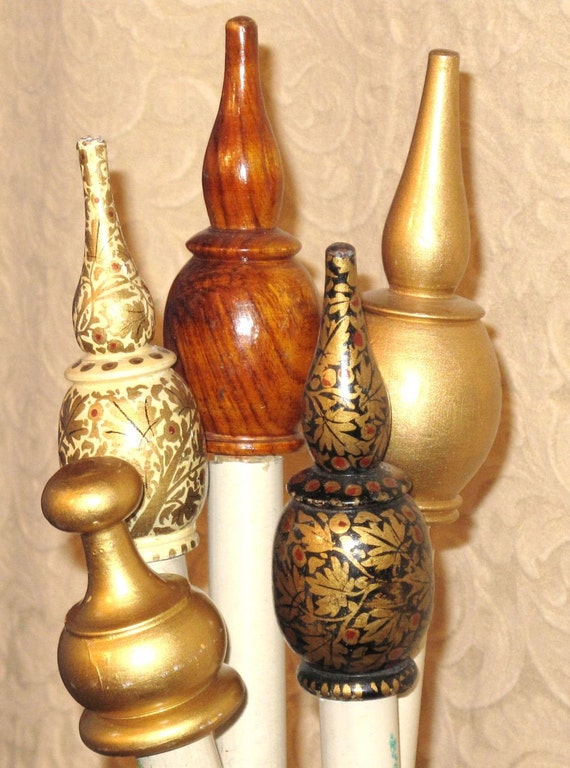 Wooden Finials Caps Dowels Hand Crafted and Hand Painted