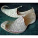 Vintage Wedding Slipper Shoes-Khussas-from Pakistan with White Embroidery over Leather