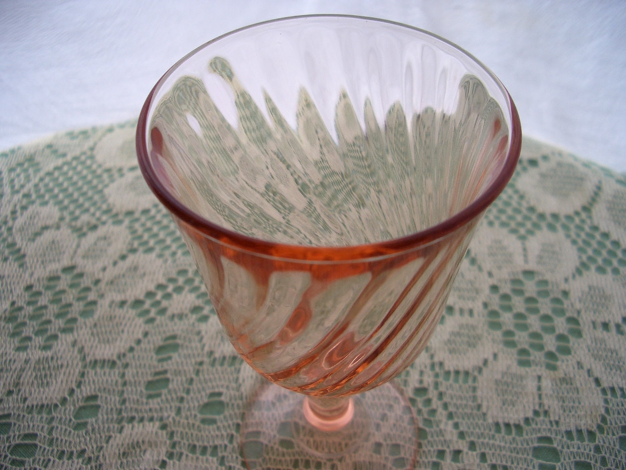 Vintage Arcoroc Pink Swirl Depression Glass Goblets 6 Pieces