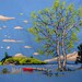 1972 Crewel Embroidered Mountain Lake Finished Unframed
