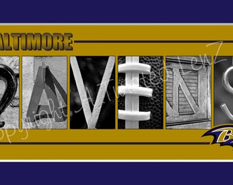 Baltimore Ravens Football Alphabet Photo Collage