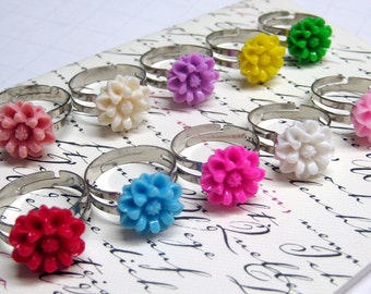 SALE - One Chrysanthemum Adjustable Silver Rings