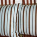 Decorative Throw Pillow Covers - Two 18 Inch Brown and Blue Stripe